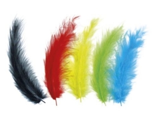 Pi�rka dekoracyjne puch 11, 8-15cm 20szt. ��te, zielone, niebieskie, czerwone, czarne