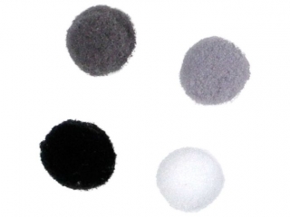 Pompony poliestrowe 10mm 120szt. bia�e, jasnoszare, grafitowe, czarne TITWLK26