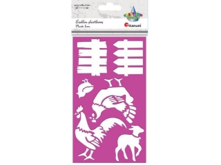 Szablon plastikowy 105x180mm p�otki, kogut, kura, kurczak, jagni� TITWLK26