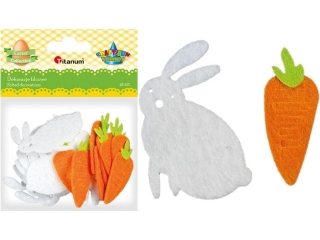 Dekoracje filcowe zaj�ce bia�e 48x52mm i marchewki 19x48mm 18szt. TITWLK26