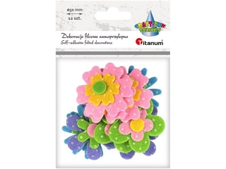 Naklejki filcowe 3D kwiaty O50mm 4 wzory mix kolorw 12szt. TITWLK