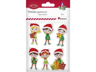 Naklejki papierowe Elfy Mikoaja 6szt.