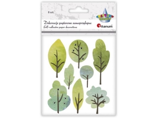 Dekoracje samoprzylepne papierowe 3D na piance 3D drzewa 8 wzorów 8szt.