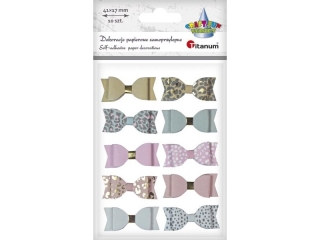 Dekoracje samoprzylepne papierowe 3D kokardki 41x17mm mix kolorów 10szt.