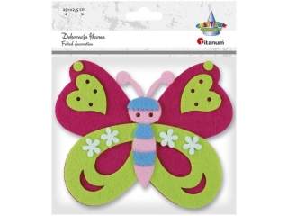 Filcowy motyl 3D 150x125mm fuksjowo-zielono-r�owo-niebieski 1szt.