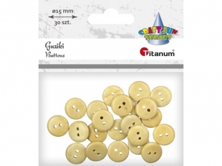 Guziki drewniane O15mm 2 dziurki 30szt.