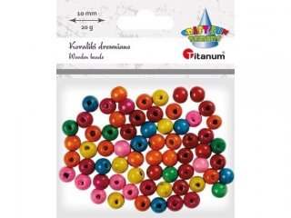 Koraliki drewniane okr�g�e O10mm otw�r O3mm kolory nasycone 10g