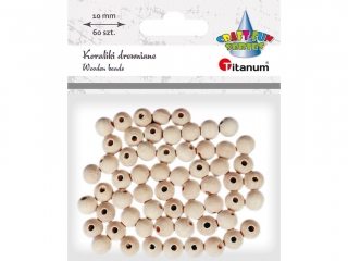 Koraliki drewniane okr�g�e O10mm otw�r O3mm naturalne drewno 60szt.