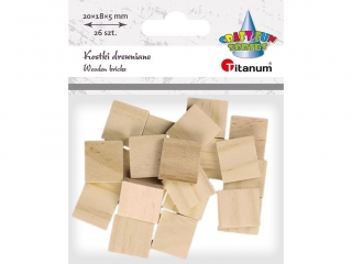 Dekoracje drewniane kostki p�ytki 18x20x5mm naturalne drewno 26szt.