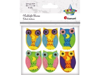 Naklejki filcowe 3D Sowy 30x45mm mix kolor�w 6szt.
