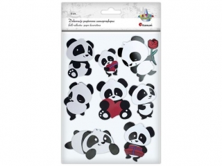 Dekoracje samoprzylepne papierowe 3D misie panda mix rozmiar�w 8szt.