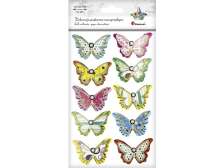 Dekoracje samoprzylepne papierowe 3D motyle 56x35mm mix kolorw 10szt. TITWLK