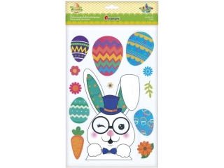 Dekoracje elektrostatyczne zaj�c w cylindrze i okularach, pisanki, marchewka, kwiaty 13szt. TITWLK26