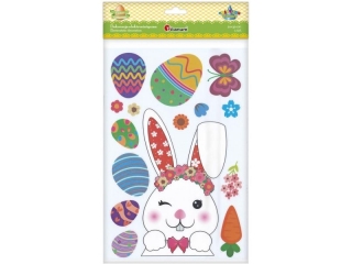 Dekoracje elektrostatyczne zaj�c w wianuszku, pisanki, motyl, marchewka, kwiaty 15szt. TITWLK26