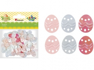 Konfetti Pisanki 11x14mm a�urowe bia�e, be�owe, blador�owe, r�owe 15g TITWLK26