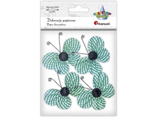 Dekoracje samoprzylepne papierowe motyle 65x45mm w biao-zielon kratk 4szt.