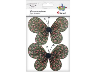Dekoracje samoprzylepne papierowe motyle 110x74mm brązowe w drobne róże 2szt. TITWLK26
