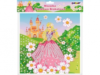 Mozaika piankowa brokatowa DZIEWCZYNA wymiary planszy do wyklejenia: 25x25 cm, stojak na obrazek