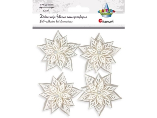 Dekoracje samoprzylepne foliowe 3D poinsecje 60x57mm bia�e z pere�k� 4szt.