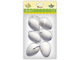 Zawieszki plastikowe jajka 40x60mm biae 6szt.