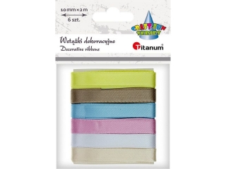 Wstki satynowe 10mm/2m 6 kolorw ty, brzowy, jasnoniebieski, rowy, biay, beowy