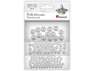 Koraliki plastikowe pere�ki bia�e per�owe O12/8/6mm 36g