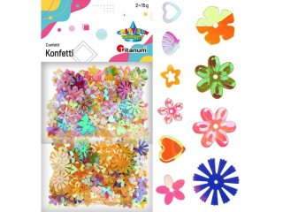 Konfetti zestaw mix wzorw 2x15gpastelowe motyle, muszelki, kwiaty, serca TITWLK
