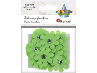 Dekoracje samoprzylepne plastikowe 3D kwiaty O33mm limonkowe z kryszta�kiem 20szt. TITWLK26