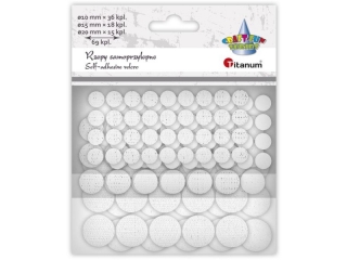 Rzepy samoprzylepne okr�g�e bia�e 69kpl. O10mmx36kpl., O15mmx18kpl., O20mmx15kpl.