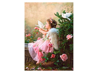 Mozaika diamentowa 5D 40x30cm DZIEWCZYNKA Z GO��BIAMI pionowa