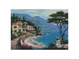 Mozaika diamentowa 5D 40x30cm ZATOKA NAD MORZEM �R�DZIEMNYM pozioma