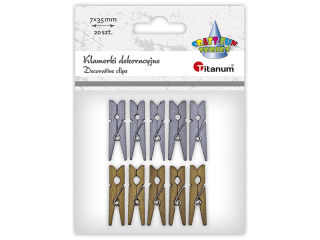 Klamerki drewniane 2 kolory 7x35mm 10szt. z�ote, srebrne