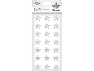 Kryszta�ki samoprzylepne gwiazdki 19x19mm srebrne 21szt.