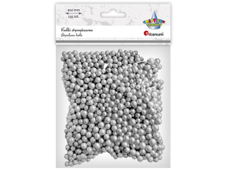 Styropianowe kulki O5/7mm srebrne 135szt.
