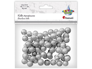Styropianowe kulki O15mm srebrne 65szt.