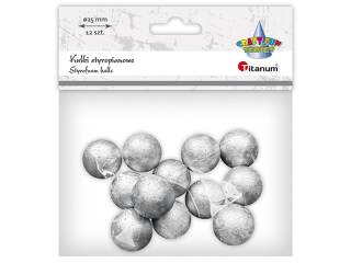 Styropianowe kulki O25mm srebrne 12szt.