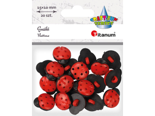 Guziki plastikowe biedronki 13x15mm na n�ce czerwono-czarne 20szt. TITWLK26