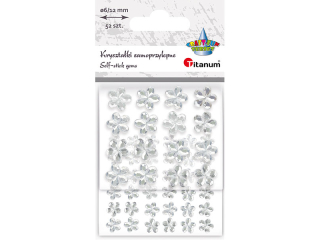 Kryszta�ki samoprzylepne kwiaty 12/6mm srebrne 52szt. TITWLK26