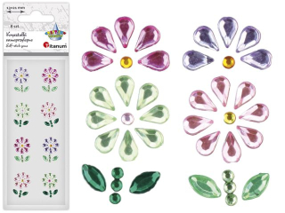 Kryszta�ki samoprzylepne kwiaty 13x21mm mix kolor�w 8szt. TITWLK26