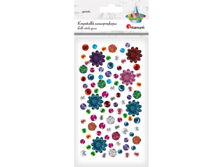 Kryszta�ki samoprzylepne mix kwiaty O10/20mm, okr�g�e O6/8mm mix kolor�w 90szt. TITWLK26
