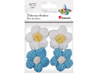 Dekoracje w��czkowe kwiatki 45mm bia�e, niebieskie 4szt. TITWLK26