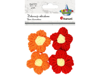 Dekoracje w��czkowe kwiatki 45mm pomara�czowe, czerwone 4szt. TITWLK26