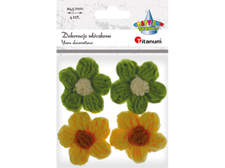 Dekoracje w��czkowe kwiatki 45mm zielone, ��te 4szt. TITWLK26