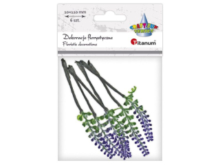 Dekoracje plastikowe kwiaty wrzosu fioletowo-zielone 10x110mm 6szt. TITWLK26