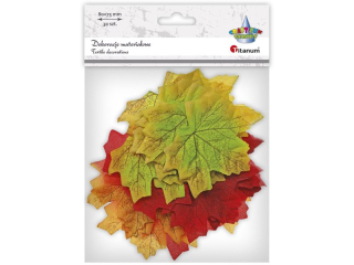 Materia�owe li�cie klonu 85x70mm pomara�czowe, czerwone, zielone 30szt.