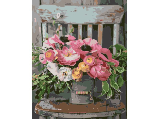 Malowanie po numerach 40x50cm BUKIET NA KRZE�LE pionowy