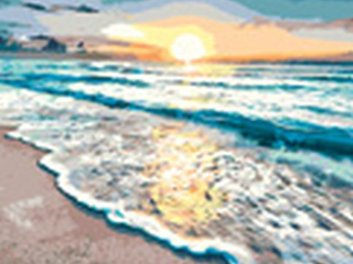 Malowanie po numerach 40x50cm ZACH�D S�O�CA NAD MORZEM poziomy