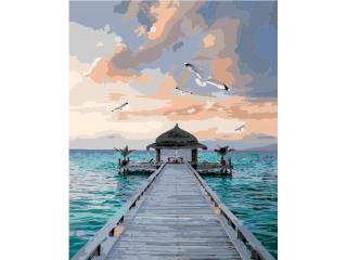 Malowanie po numerach 40x50cm POMOST NAD MORZEM pionowy