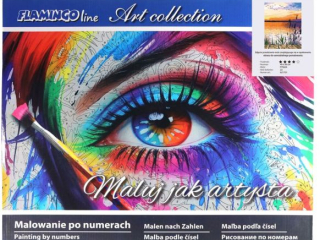 Malowanie po numerach 40x50cm ZACHÓD SŁOŃCA NAD JEZIOREM pionowy