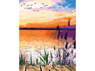 Malowanie po numerach 40x50cm ZACH�D S�O�CA NAD JEZIOREM pionowy